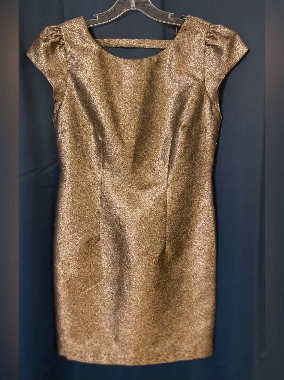 Ladakh Shimmering Gold Cap-Sleeve Mini Dress